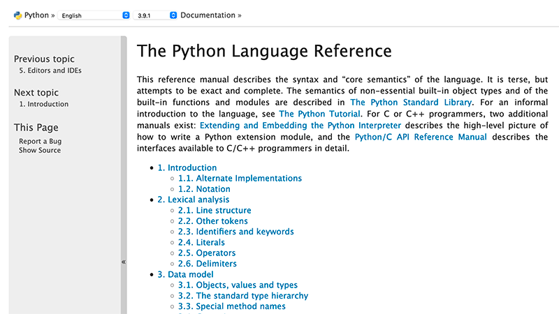 Python language reference
