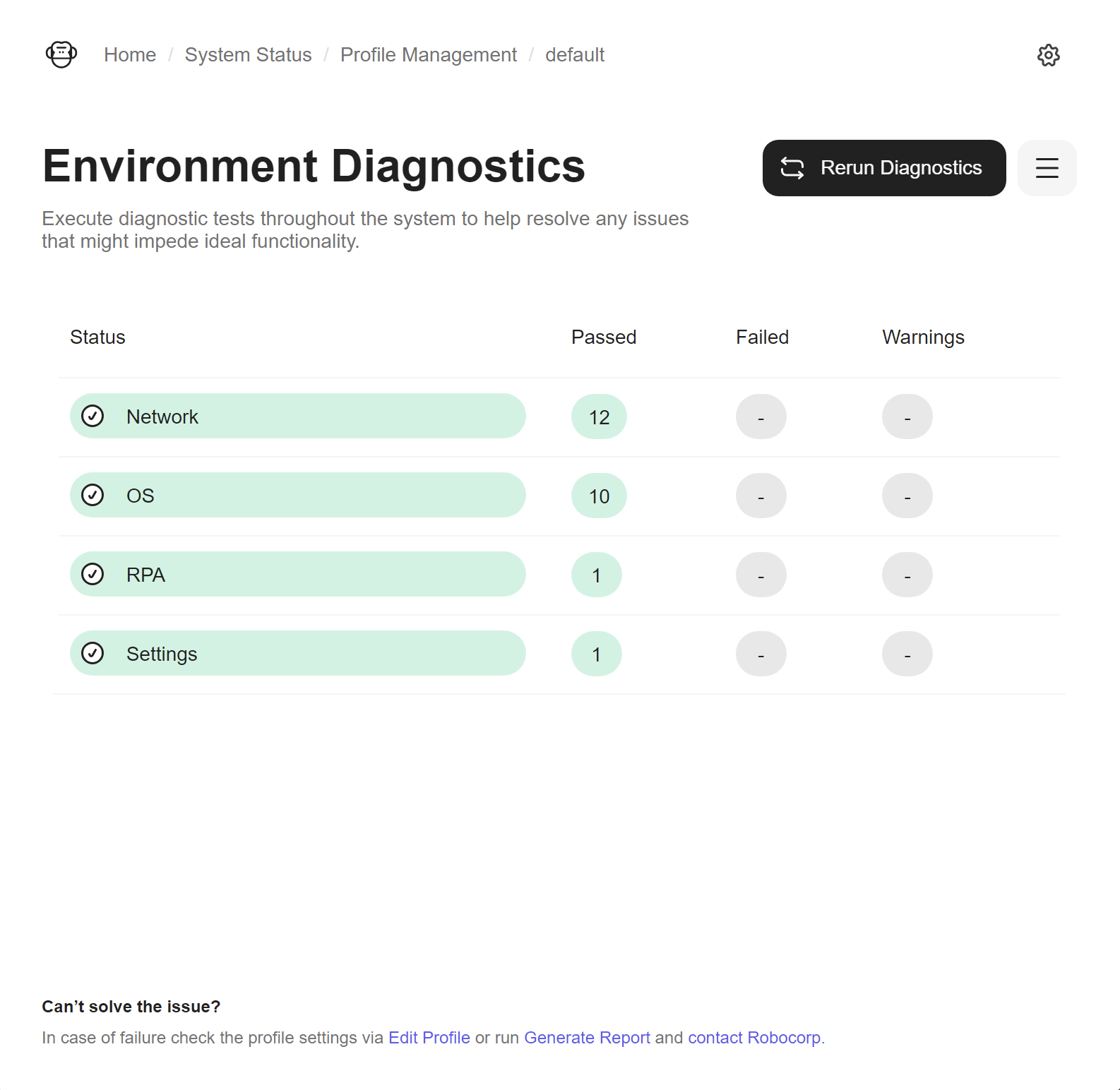 Environment Diagnostics