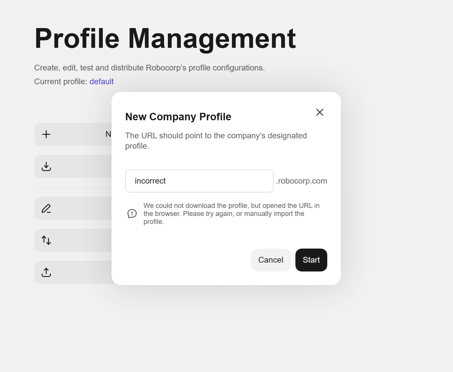 Incorrect Company Profile Dialog