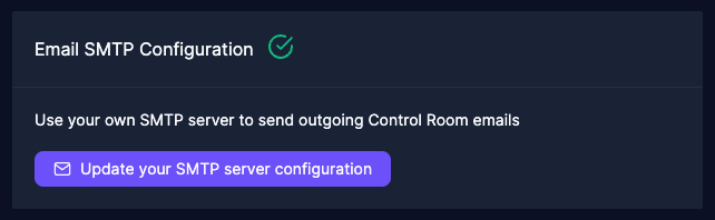 Robocorp Control Room Custom valid SMTP configuration
