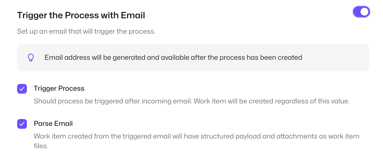 Process Email Trigger screenshot