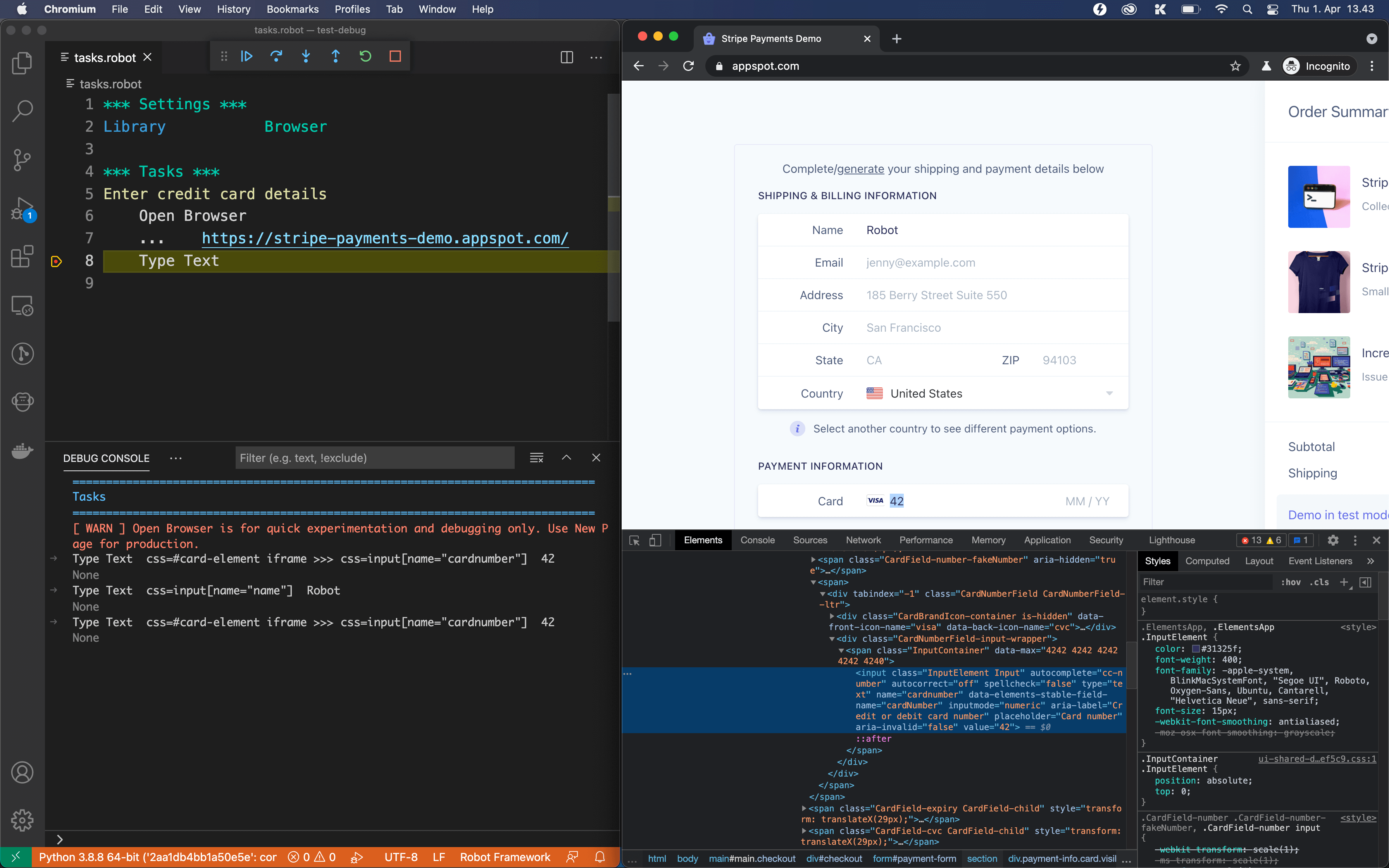 Visual Studio Code debug session