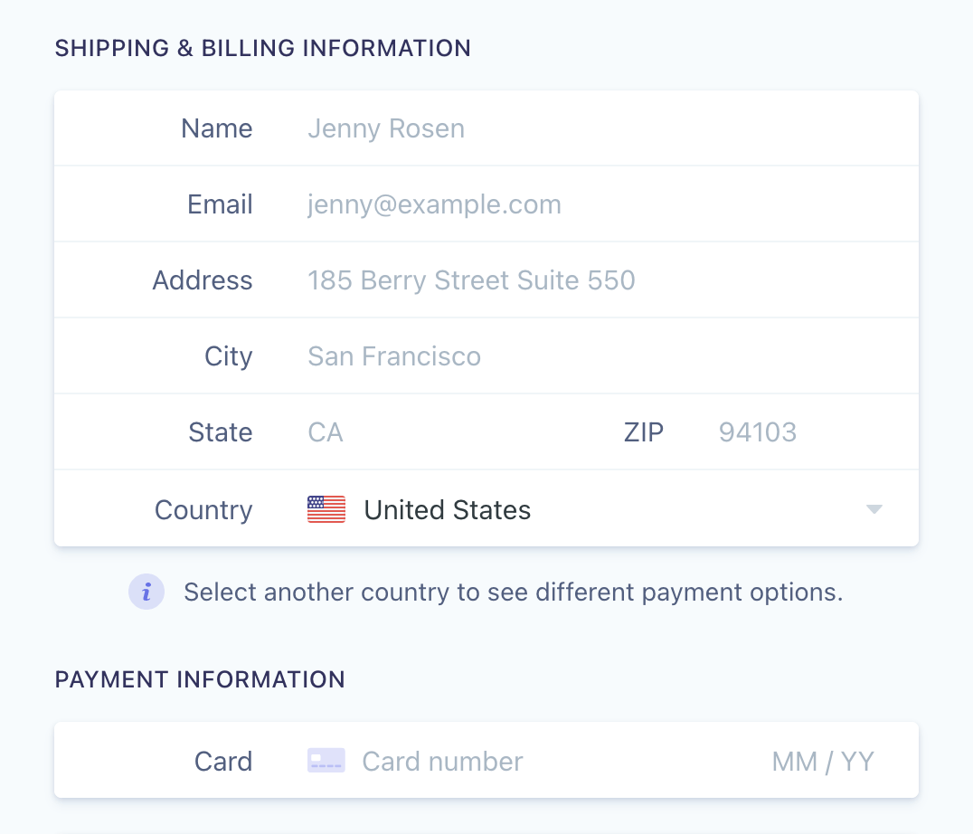 Stripe Payments Demo form