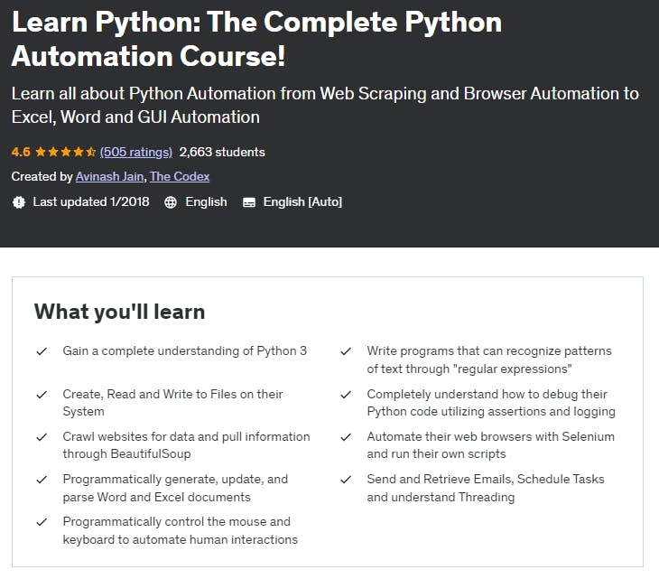 the complete Python automation course